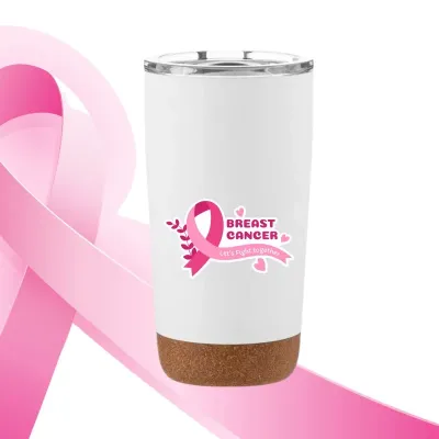 Tumbler with Cork Base Breast Cancer Awareness Products 