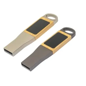 Light Up Logo Metal with Bamboo USB 32GB