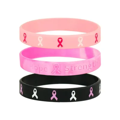 Gemini Pre-Designed Breast Cancer Awareness Wristbands with Logo