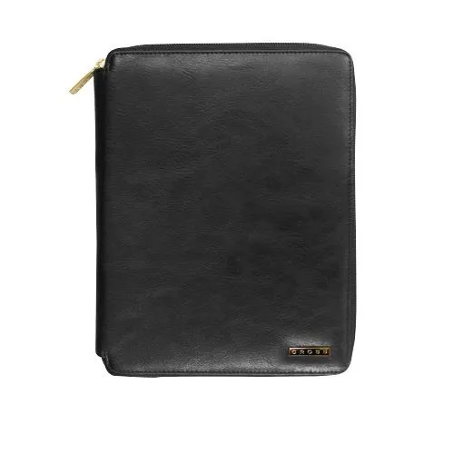 Vela Black Leather Zipper Portfolio