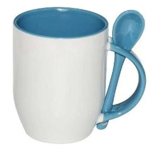 Customized Sublimation Porcelain  Mugs with Spoon