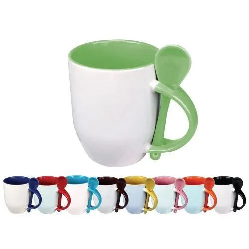 Customized Sublimation Porcelain  Mugs with Spoon