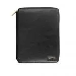 Vela Black Leather Zipper Portfolio