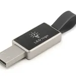 Sliver Metal Light-Up USB Flash Drive with Strap