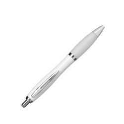 Satin Body Push Button White Ball Pen 