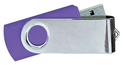 USB Flash Drives Mirror Shiny Silver Swivel - Purple 16GB